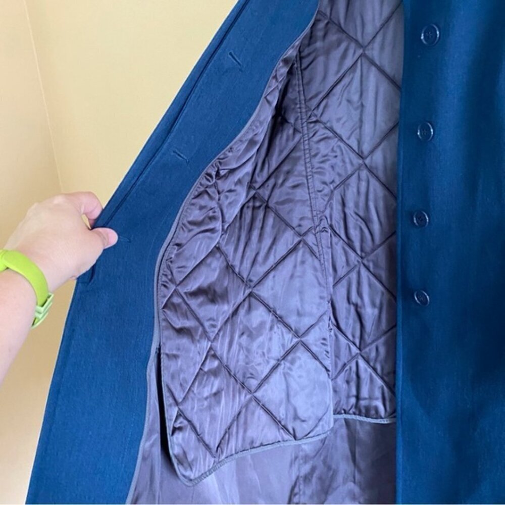 Vintage Canadian Air Force 100% Wool Blue Lined Long Overcoat Jacket Woman Large - Picture 10 of 15